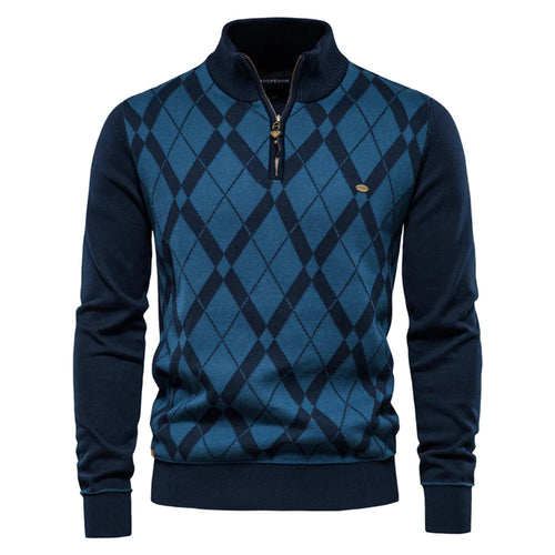 Half Zip British Long Sleeve Men's Sweater WEM Support (www.WEM.support)