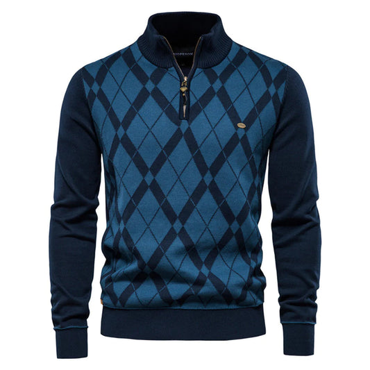 Half Zip British Long Sleeve Men's Sweater WEM Support (www.WEM.support)