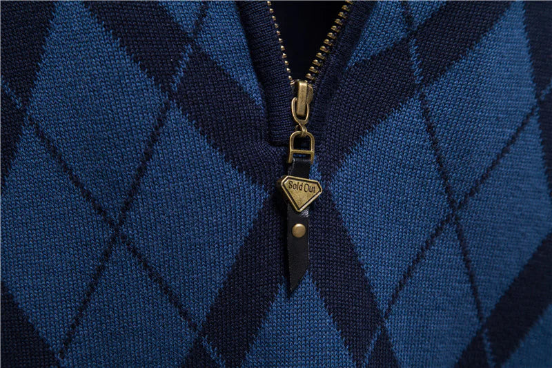 Half Zip British Long Sleeve Men's Sweater WEM Support (www.WEM.support)