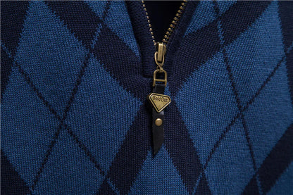 Half Zip British Long Sleeve Men's Sweater WEM Support (www.WEM.support)