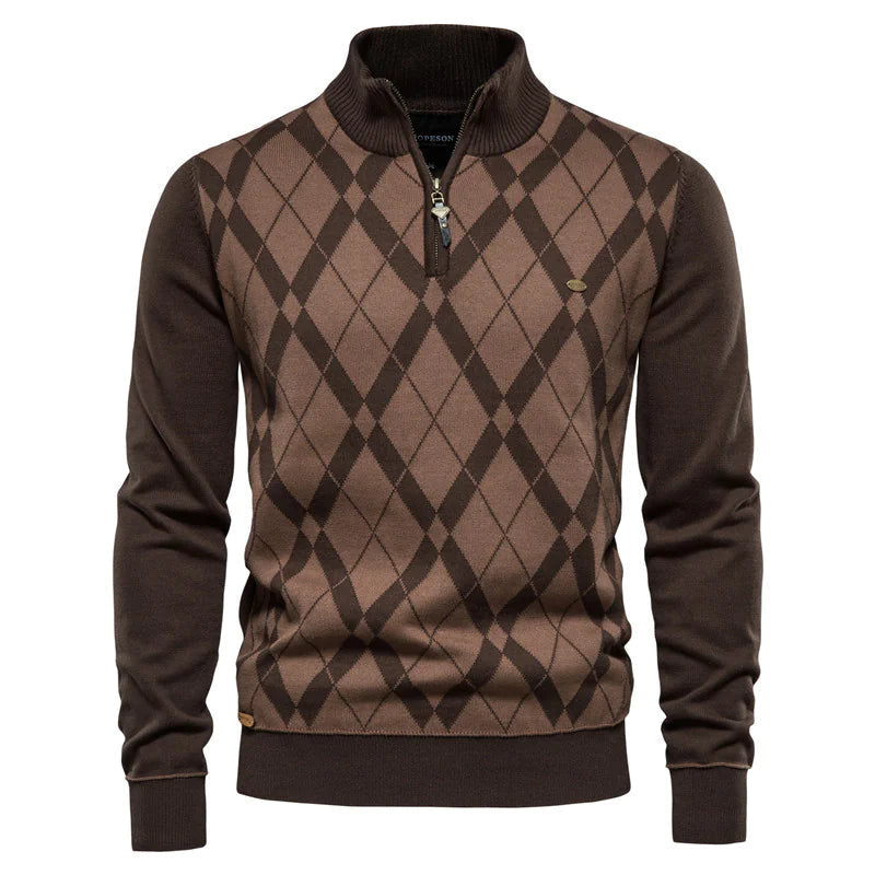 Half Zip British Long Sleeve Men's Sweater WEM Support (www.WEM.support)