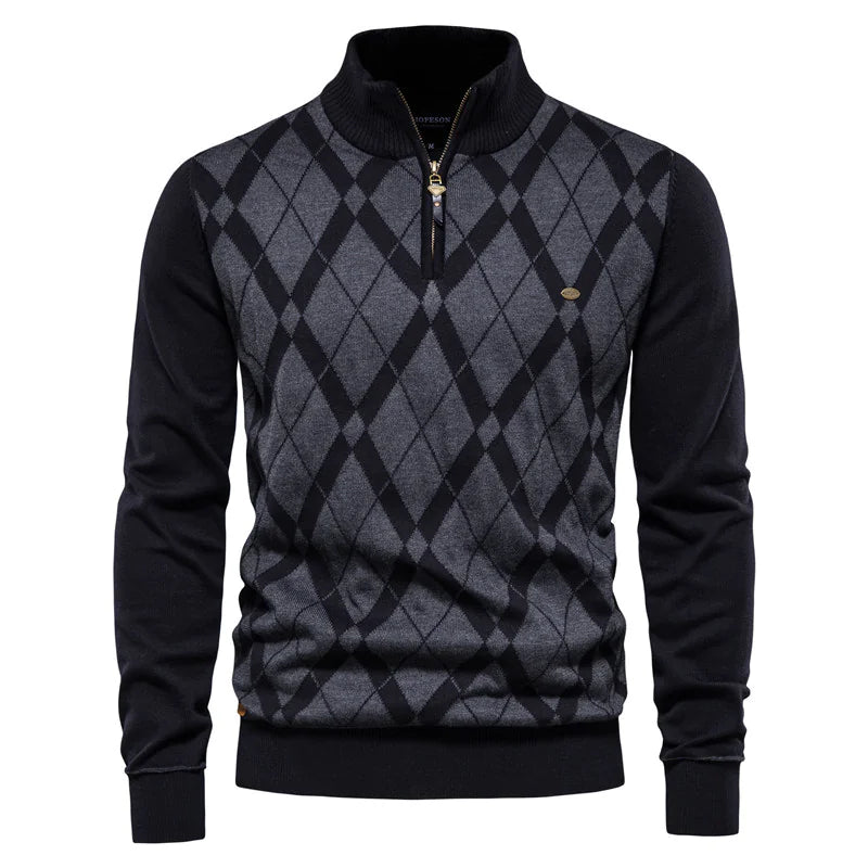 Half Zip British Long Sleeve Men's Sweater WEM Support (www.WEM.support)