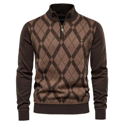 Half Zip British Long Sleeve Men's Sweater WEM Support (www.WEM.support)