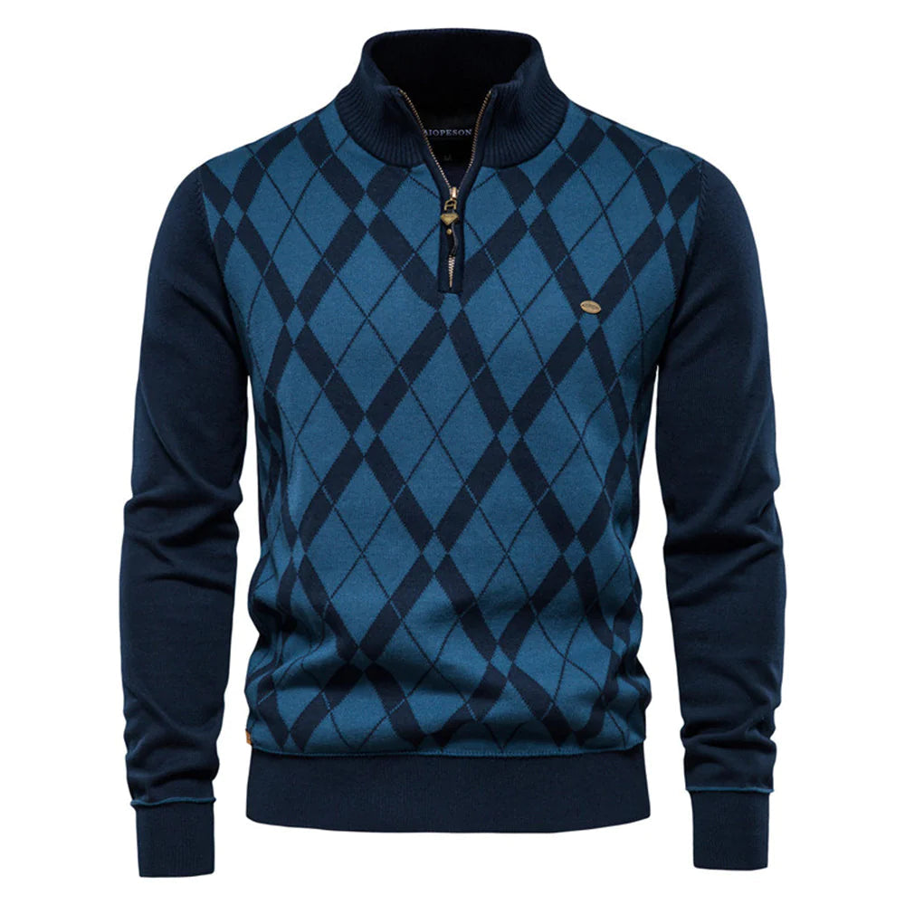 Half Zip British Long Sleeve Men's Sweater WEM Support (www.WEM.support)