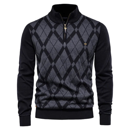 Half Zip British Long Sleeve Men's Sweater WEM Support (www.WEM.support)