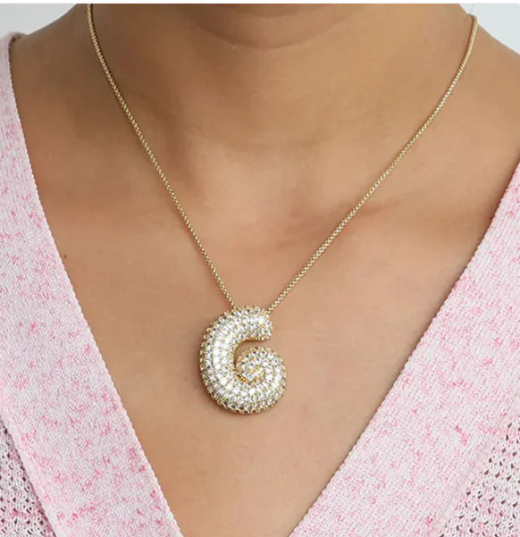 Star Brass Zircon Letter Necklace WEM Support (www.WEM.support)