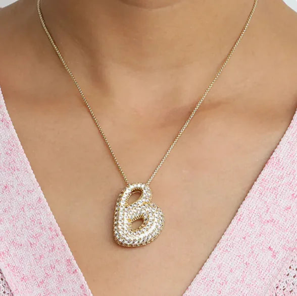 Star Brass Zircon Letter Necklace WEM Support (www.WEM.support)