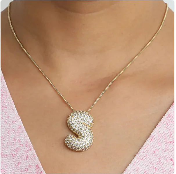 Star Brass Zircon Letter Necklace WEM Support (www.WEM.support)