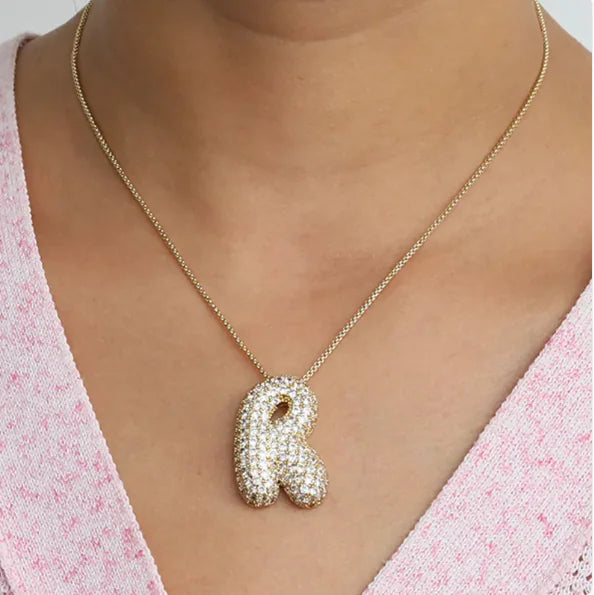 Star Brass Zircon Letter Necklace WEM Support (www.WEM.support)