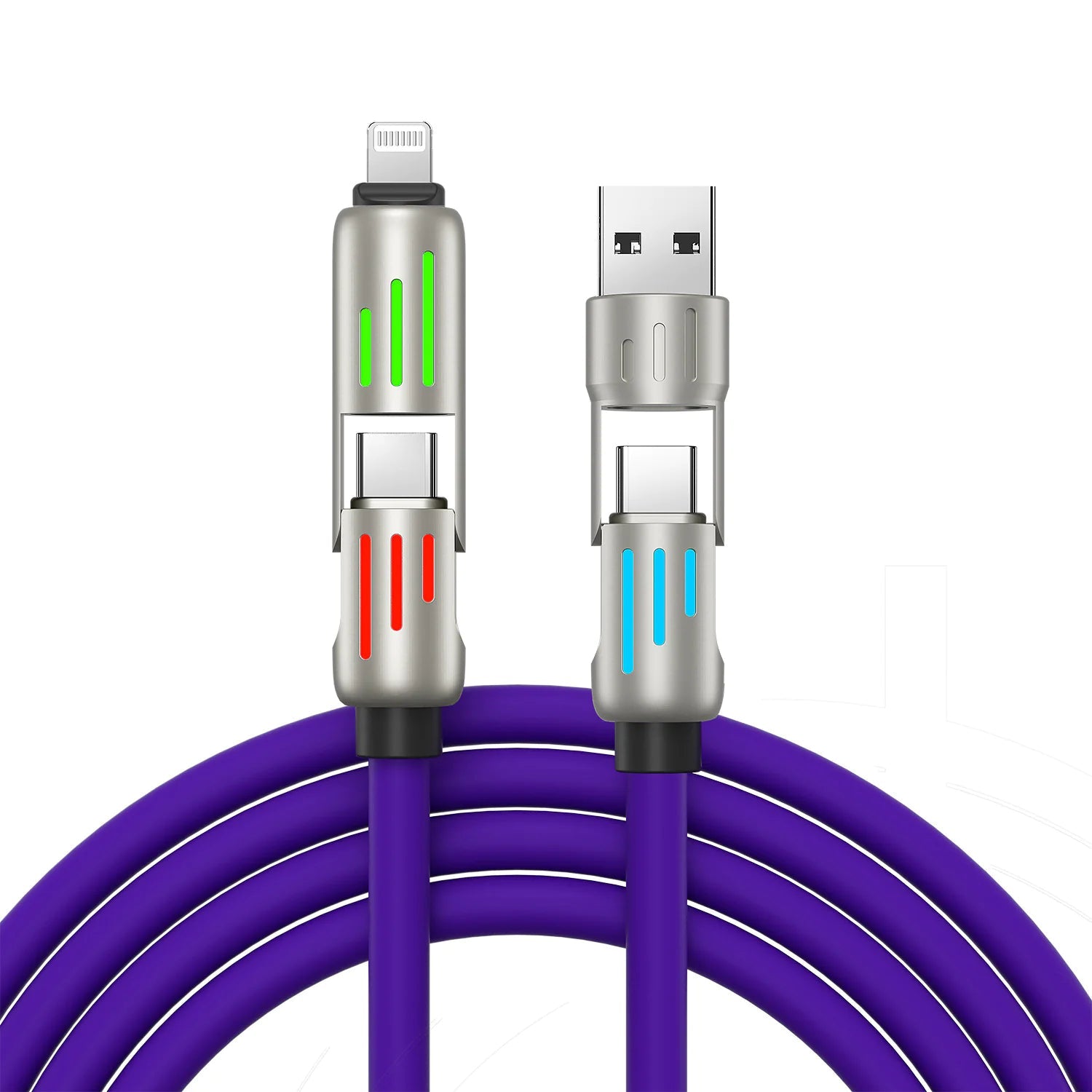 240W 4-in-1 Fast Charging Cable with Breathing Light WEM Support (www.WEM.support)