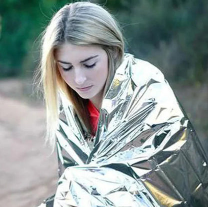 Human Body Hypothermia Lifesaving Emergency Blanket In Outdoor Field WEM Support (www.WEM.support)