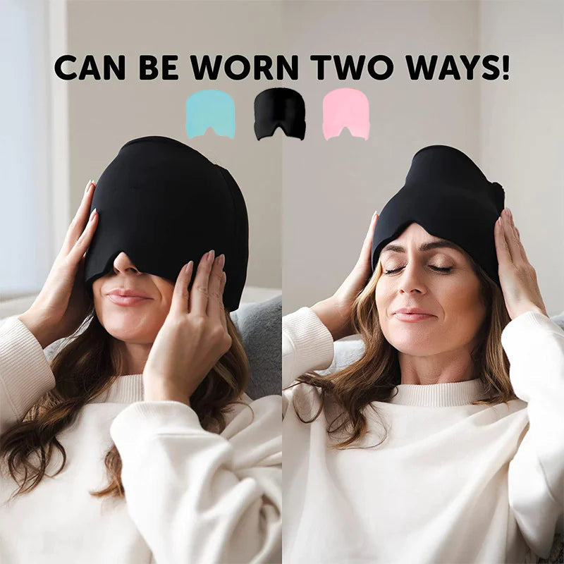 Migraine Relief Hat Mask - Cold Compress Hood WEM Support (www.WEM.support)