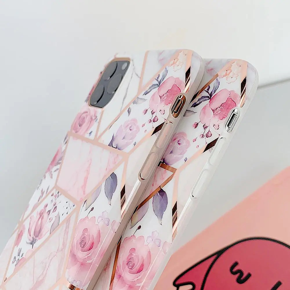 Geometric Pink Flower Case WEM Support (www.WEM.support)