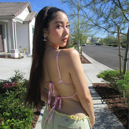 U-neck Backless Crochet Slim-fit Tank Top WEM Support (www.WEM.support)