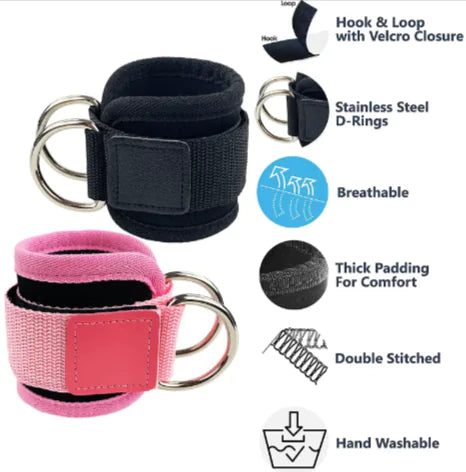 D-Ring Power Ankle Strap - Hip Stretch & Strength Trainer WEM Support (www.WEM.support)