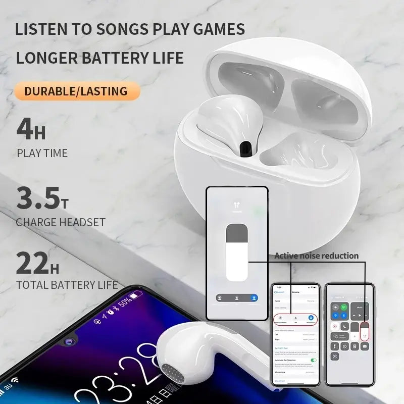 Pro 6 TWS Wireless Earphones WEM Support (www.WEM.support)