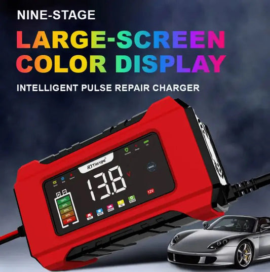 LED Color Screen Digital Display Automobile Battery Charger 12V Battery Charger With Memory Mode Smart Touch Button WEM Support (www.WEM.support)
