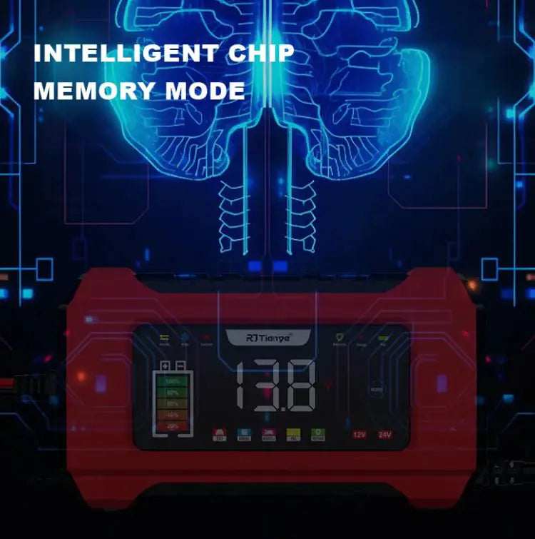 LED Color Screen Digital Display Automobile Battery Charger 12V Battery Charger With Memory Mode Smart Touch Button WEM Support (www.WEM.support)