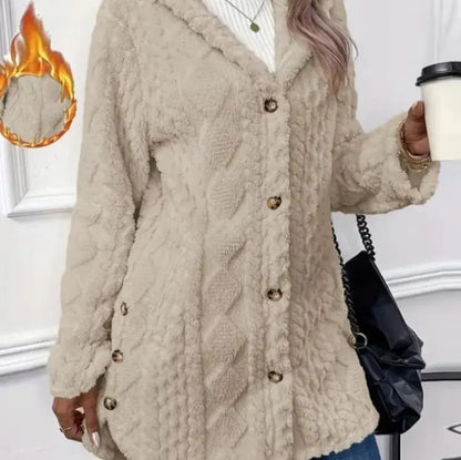 Hooded Cardigan Button Long Jacket Winter Solid Color Long Sleeve Coat WEM Support (www.WEM.support)