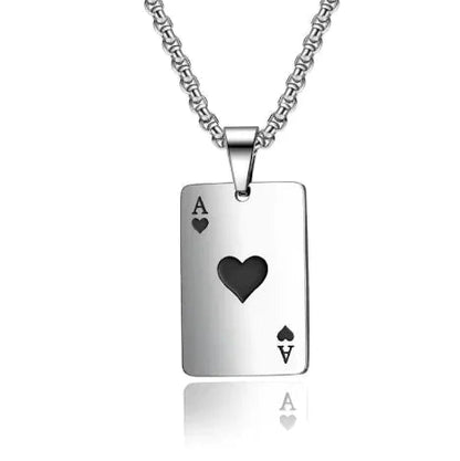 Stainless Steel Poker Card Necklace WEM Support (www.WEM.support)