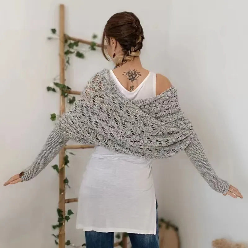 Knitted Double Sleeve Shawl WEM Support (www.WEM.support)