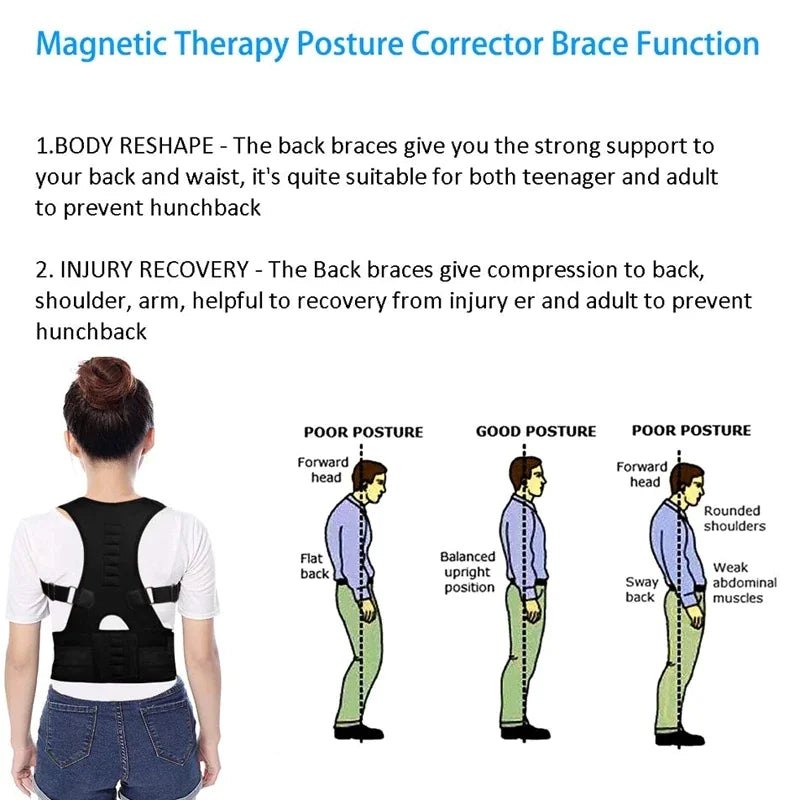 Posture Corrector Support Magnetic Back Shoulder Brace Belt Band For Men Women WEM Support (www.WEM.support)