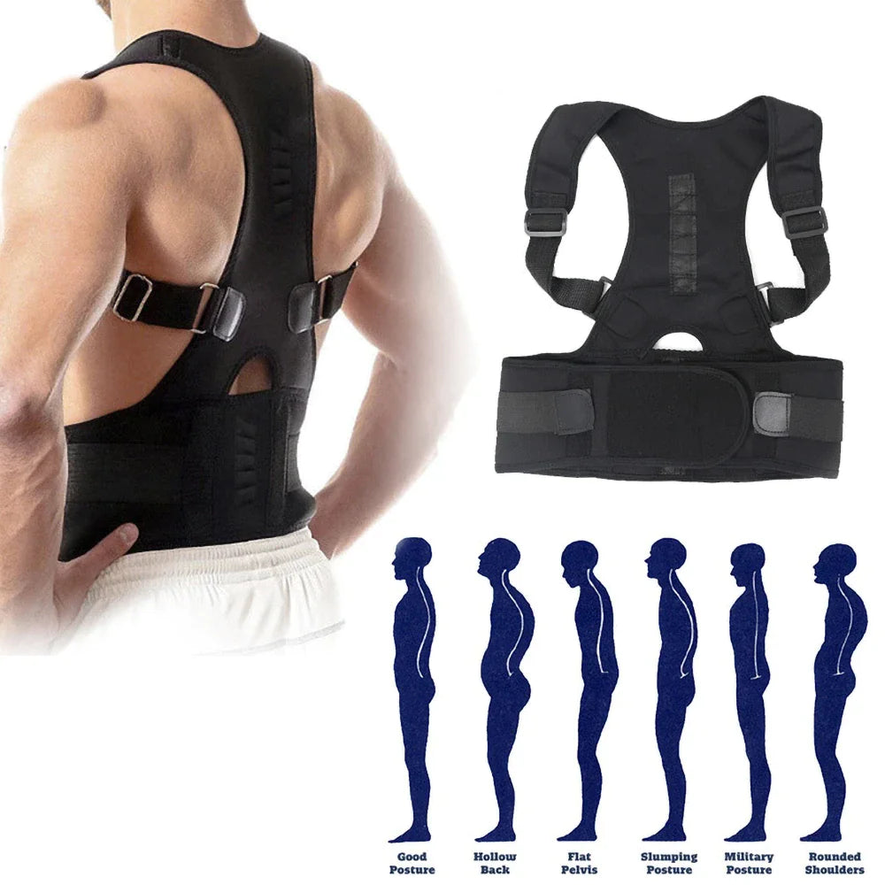 Posture Corrector Support Magnetic Back Shoulder Brace Belt Band For Men Women WEM Support (www.WEM.support)