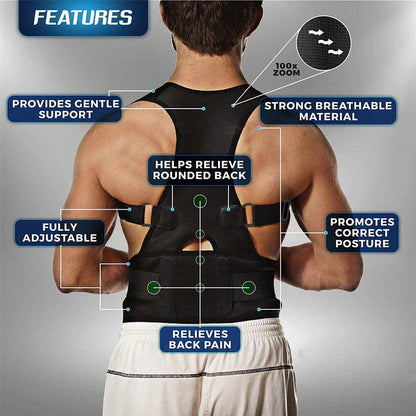 Posture Corrector Support Magnetic Back Shoulder Brace Belt Band For Men Women WEM Support (www.WEM.support)