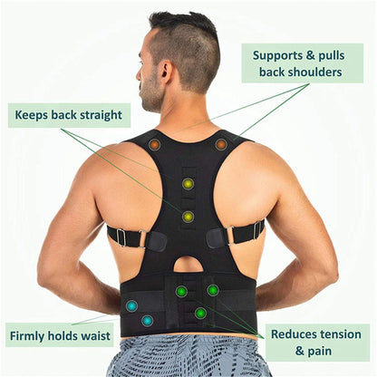 Posture Corrector Support Magnetic Back Shoulder Brace Belt Band For Men Women WEM Support (www.WEM.support)