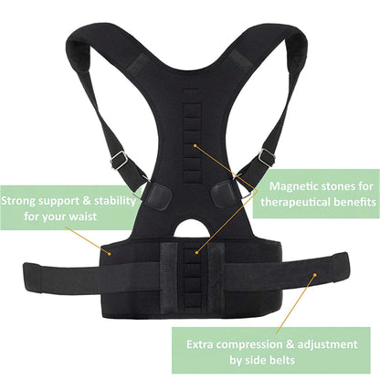 Posture Corrector Support Magnetic Back Shoulder Brace Belt Band For Men Women WEM Support (www.WEM.support)
