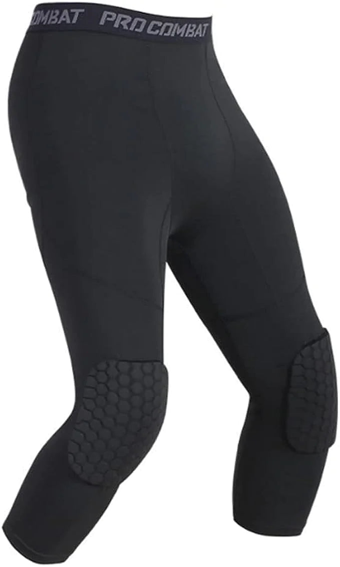 Men's Basketball Sports Tight Pants 3/4 Compression Workout Leggings Knee Pads WEM Support (www.WEM.support)
