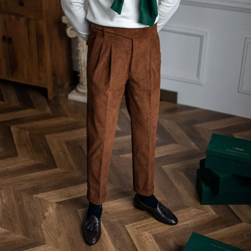Corduroy Straight High Waist Casual Pants Men WEM Support (www.WEM.support)