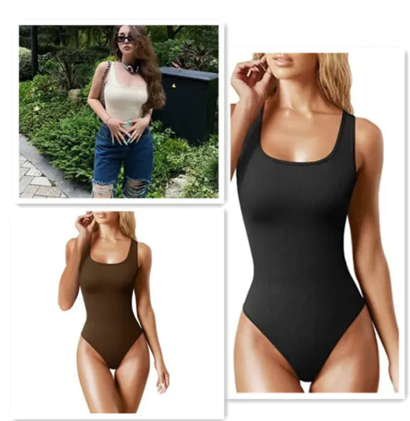 Women's U-neck Sleeveless Vest Tight Jumpsuit WEM Support (www.WEM.support)