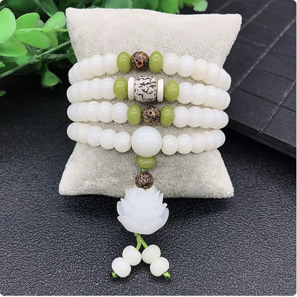 White Jade Bodhi Root 108 Bead Bracelet WEM Support (www.WEM.support)