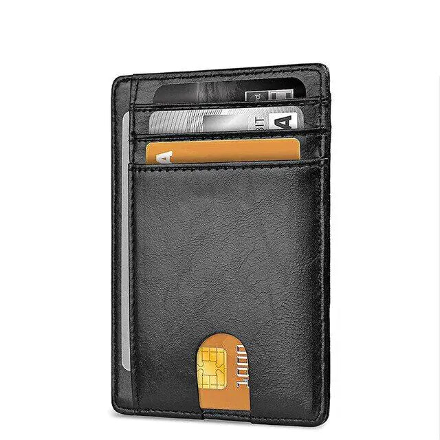 Mens Leather Slim Wallet Credit Card Holder RFID Blocking Pocket ID Money PU USA WEM Support (www.WEM.support)