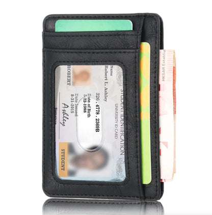 Mens Leather Slim Wallet Credit Card Holder RFID Blocking Pocket ID Money PU USA WEM Support (www.WEM.support)
