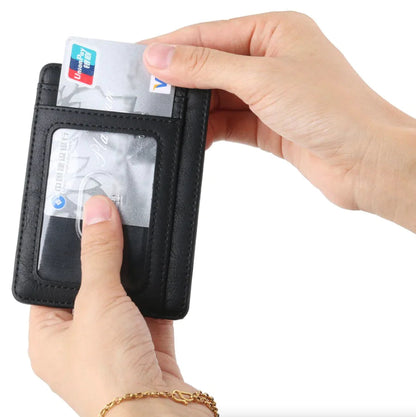 Mens Leather Slim Wallet Credit Card Holder RFID Blocking Pocket ID Money PU USA WEM Support (www.WEM.support)