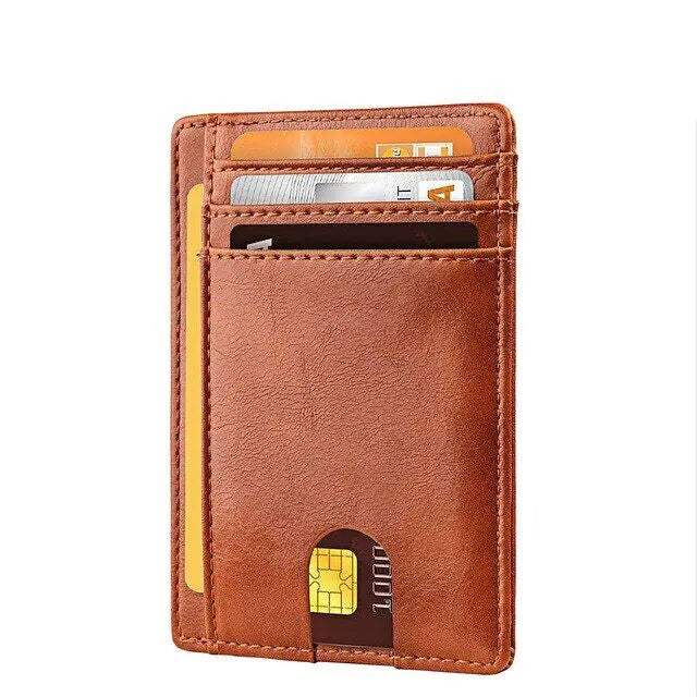 Mens Leather Slim Wallet Credit Card Holder RFID Blocking Pocket ID Money PU USA WEM Support (www.WEM.support)