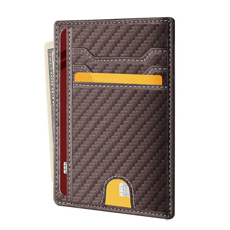 Mens Leather Slim Wallet Credit Card Holder RFID Blocking Pocket ID Money PU USA WEM Support (www.WEM.support)