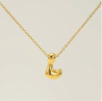 Women's Glossy Bubble Letter Pendant Necklace WEM Support (www.WEM.support)