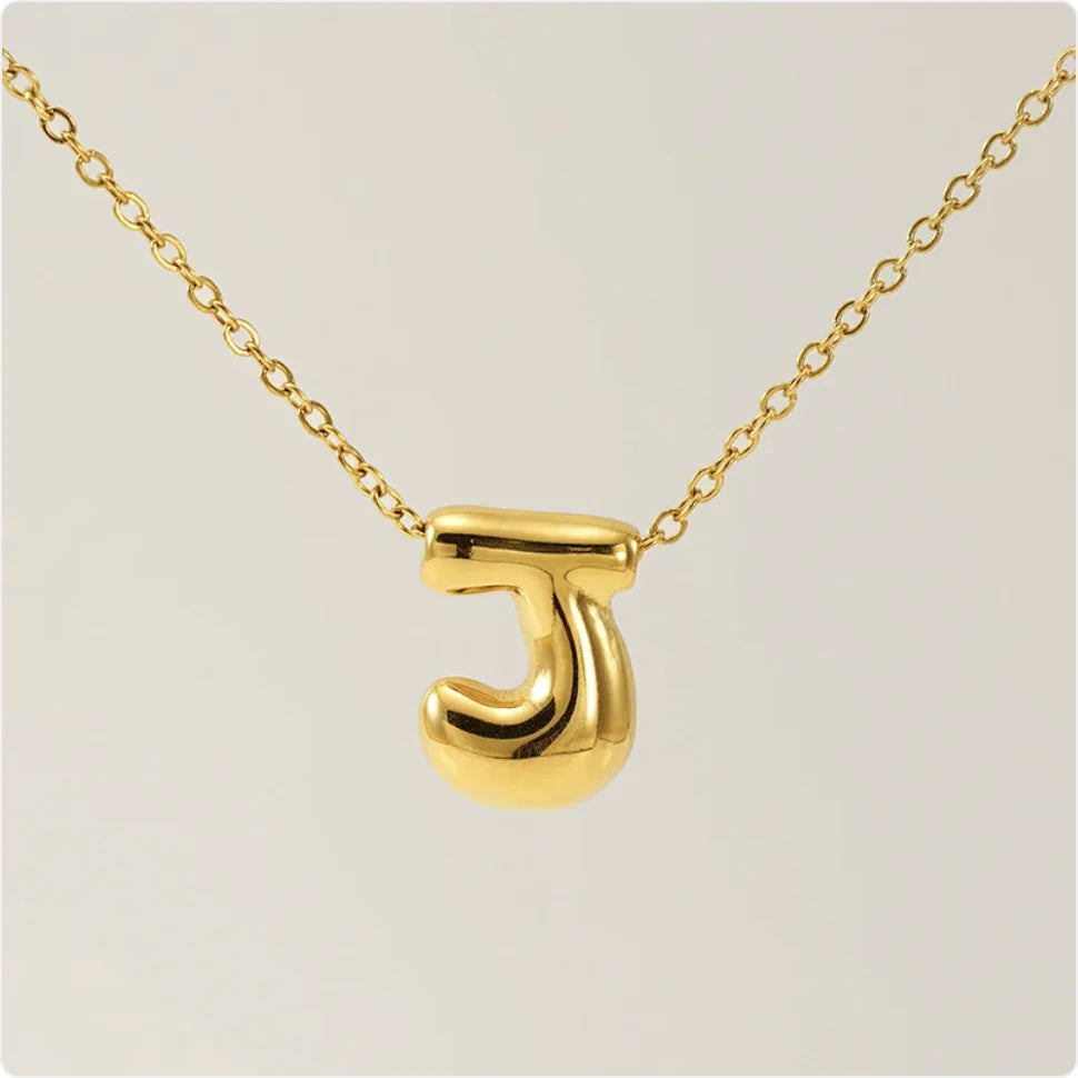 Women's Glossy Bubble Letter Pendant Necklace WEM Support (www.WEM.support)