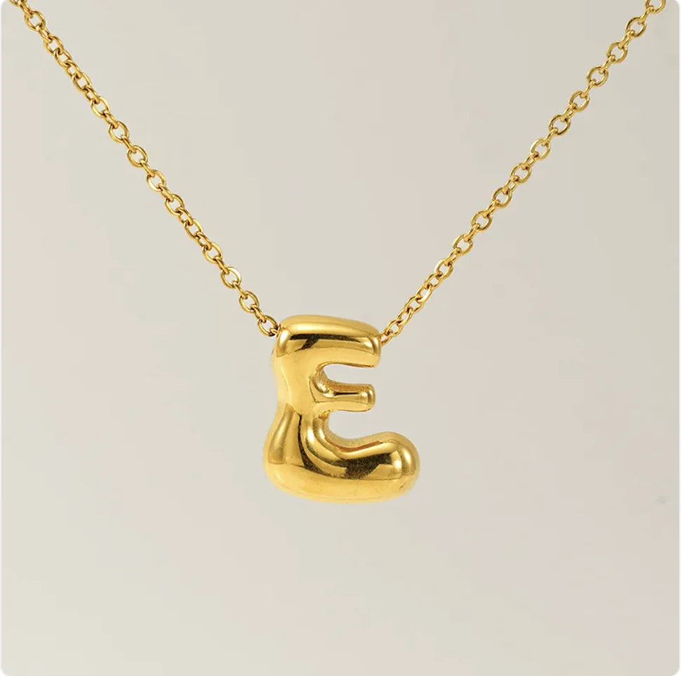 Women's Glossy Bubble Letter Pendant Necklace WEM Support (www.WEM.support)