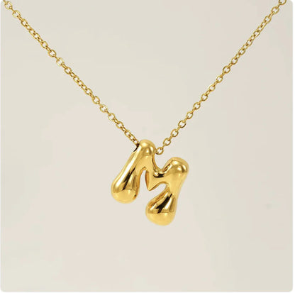 Women's Glossy Bubble Letter Pendant Necklace WEM Support (www.WEM.support)