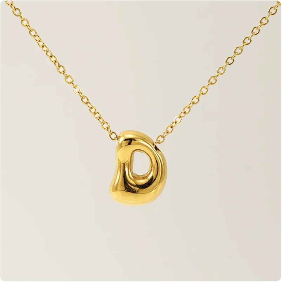 Women's Glossy Bubble Letter Pendant Necklace WEM Support (www.WEM.support)