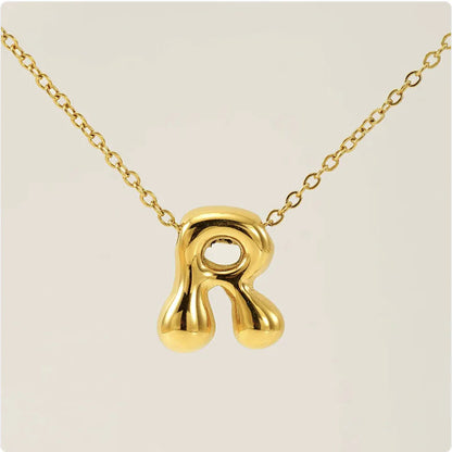 Women's Glossy Bubble Letter Pendant Necklace WEM Support (www.WEM.support)