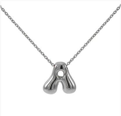 Women's Glossy Bubble Letter Pendant Necklace WEM Support (www.WEM.support)