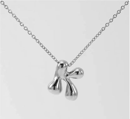 Women's Glossy Bubble Letter Pendant Necklace WEM Support (www.WEM.support)