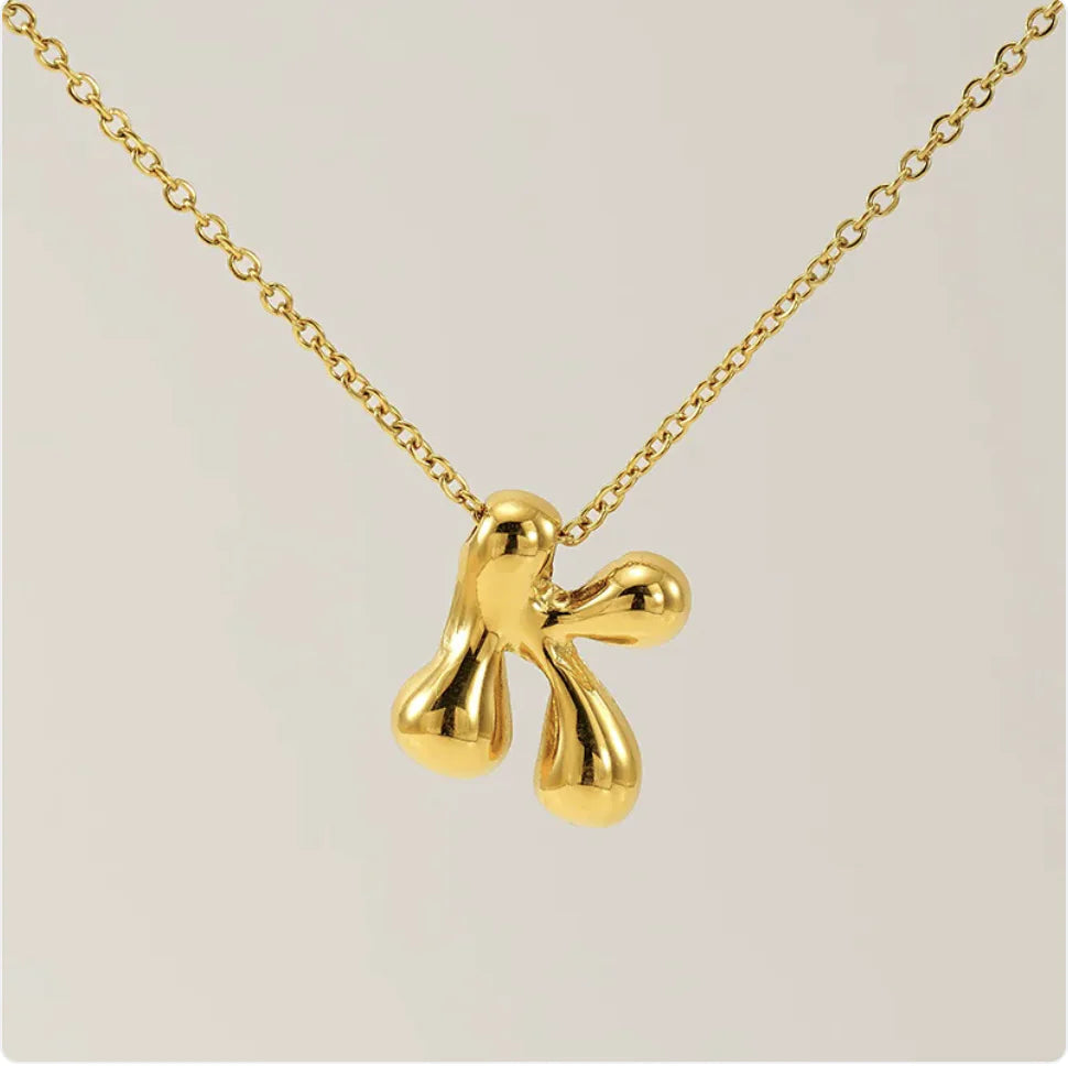 Women's Glossy Bubble Letter Pendant Necklace WEM Support (www.WEM.support)