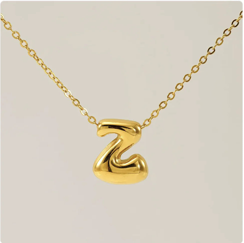 Women's Glossy Bubble Letter Pendant Necklace WEM Support (www.WEM.support)
