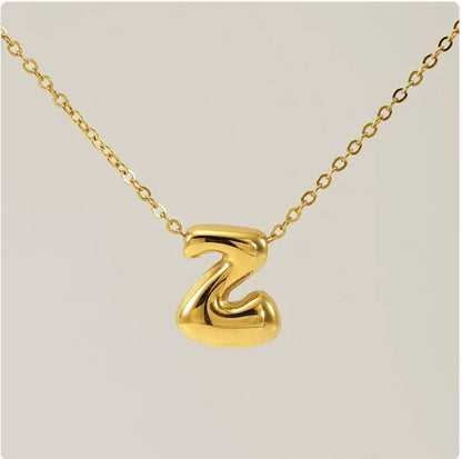Women's Glossy Bubble Letter Pendant Necklace WEM Support (www.WEM.support)